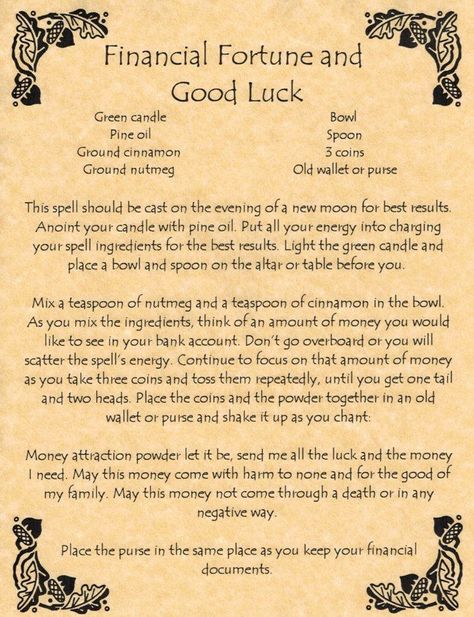 Financial Fortune & Good Luck Spell Magical Spells, Magic Candles, Wiccan Books, Potions Book, Good Luck Spells, Spells For Beginners, Spell Books, Luck Spells, Magic Spell Book