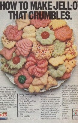 Jello Cookies Recipe, Cookie Press Recipes, Jello Cookies, Spritz Cookie, Fruity Cookies, Spritz Cookie Recipe, Coconut Biscuits, Gelatin Recipes, Jello Desserts