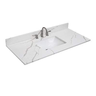 These vanity sets feature a edge White Quartz countertop which is pre-drilled for 8” inch widespread faucet holes. A perfect complement to your bathroom cabinet that will evoke the images of sophisticated elegance in your bathroom. | PROOX 48" Quartz Vanity Top w/ Sink Faucet Holes White 12.32 x 48.0 x 22.0 in | PR23RX48CQ-Q34M | POOX1359 | Wayfair Canada