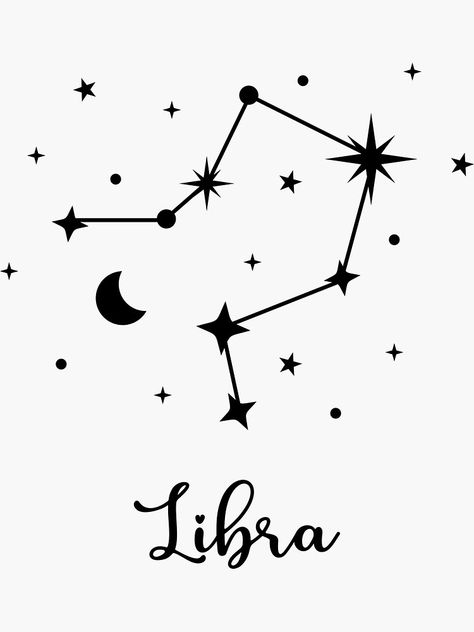 "Libra Constellation Stars" Sticker for Sale by UponStars | Redbubble Libra Sparkle Tattoo, Birthday Cake Libra Zodiac, Libra Journal Ideas, Libra Zodiac Drawing, Libra Drawings, Libra Symbol Art, Libra Birthday Cake, Libra Drawing, Zodiac Constellation Tattoo