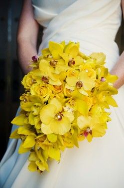 Yellow Orchid Bouquet, not sure about all yellow, but the orchids are stunning Orchid Bouquet Wedding, Yellow Wedding Colors, Wedding Games For Guests, Best Wedding Colors, Yellow Bouquets, Yellow Wedding Flowers, Yellow Orchid, Orchid Bouquet, Orchid Wedding