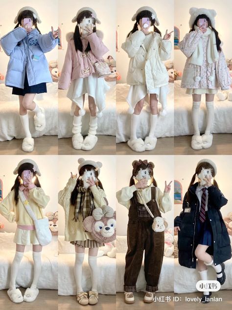 Winter J Fashion, Cute Japanese Outfits, Japanese Winter Outfits, Kawaii Winter Outfits, Cute Japanese Fashion, Cozy Winter Outfits, Fantasy Dresses, Kawaii Fashion Outfits, Japanese Outfits