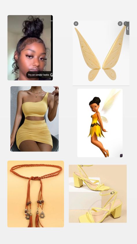 Iridessa Halloween Costume, Yellow Fairy Costume Halloween, Iridessa Costume Halloween, Princess Tiana Halloween Costume College, Iridessa Tinkerbell Costume, Tinkerbell Costume Black Women, Disney Fairy Costumes, Iridessa Fairy Costume, Yellow Costume Ideas