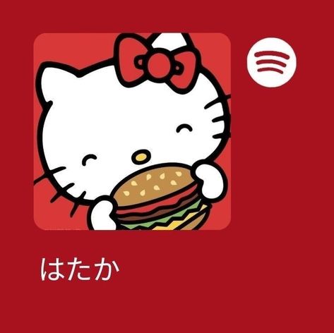 Hello Kitty Themed Phone, Spotify Widgets, Hello Kitty Eating, Red Spotify, Eating Hamburger, Spotify Widget, Widgets For Iphone, Homescreen Widgets, Charmmy Kitty