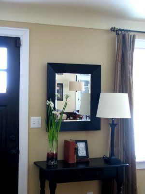 Black Glass Entry Table, Entry Idea, Lamp Mirror, Foyer Wall, Dark Table, Cabot Trail, Grand Entry, Small Entry, Door Black