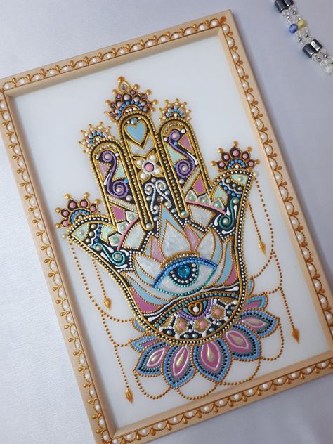 Hamsa Drawing, Hamsa Painting, Hamsa Art, Evil Eye Amulet, Craft Work For Kids, Painting On Glass, Good Luck Symbols, Eye Decor, Dot Art Painting