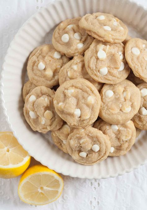 Panera Candy Cookie Recipe, Lemon Chip Cookies, Lemon Drop Cookies Recipes, Panera Lemon Drop Cookie Recipe, Kitchen Sink Cookies Recipe, Copycat Cookies, Panera Recipes, Panera Copycat, Dessert Lemon