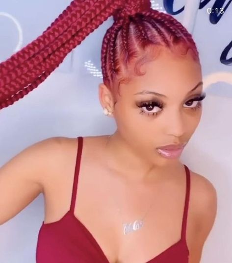 Red feedin braids [Video] | Long braids, Feed in braids hairstyles, Feed in ponytail Feedin Braids Hairstyles, Box Braids Ponytail, Feed In Braids Ponytail, Feedin Braids, Feed In Ponytail, Cornrow Ponytail, Braids Ponytail, Feed In Braids, Cornrow Braids