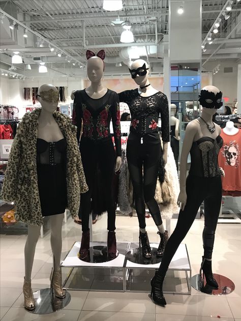 Number 19, 4:25pm - October 22, 2017, Willowbrook Mall, iPhone 7 Plus, this image is a mannequin display inside of the store Charlotte Russe. I chose this picture because the manikins are all dressed in Halloween costumes and accessories that are currently being offered at Charlotte Russe stores. I think it is a great way to promote the new merchandise they are offering for Halloween. Manequin Ideas Halloween, Halloween Manequin Ideas, Manican Head Halloween Ideas, Halloween Maniquin, Mannequin Horror, Halloween Store Display, Mannequin Display, Number 19, Halloween Store