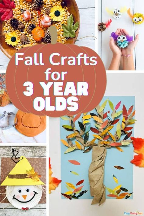 These fall crafts for 3 year olds will help children work on fine motor skills and color recognition while igniting the senses and learning about Fall.   Fall crafts are a great way to celebrate Fall Crafts For 3 Yrs Kids, Fall Crafts 3 Year, Fall Crafts For Three Year Olds, Three Year Old Fall Crafts, Crafts For 3yrs Old Fall, Arts And Crafts For Three Year Olds, Crafts 3 Year, Fall Toddler Art Projects, Craft Ideas For 3 Year