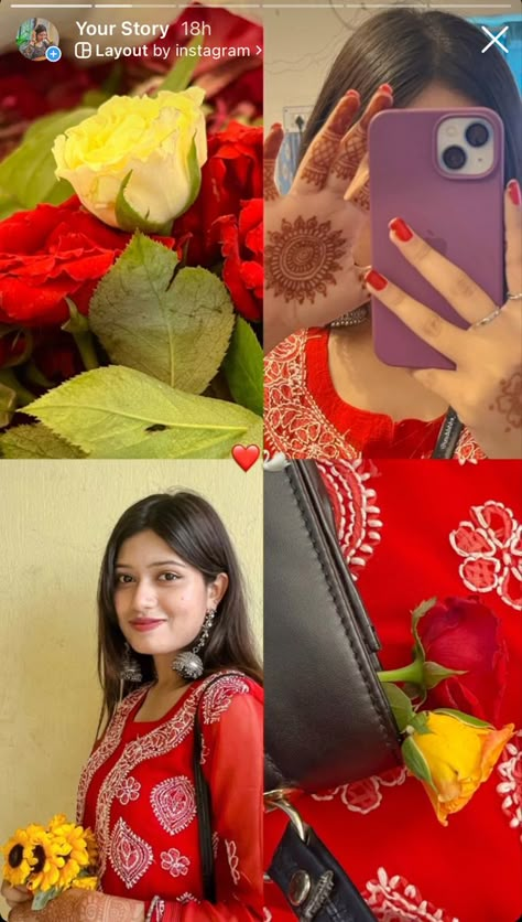 Instagram Layout Ideas Story 4 Pics, Ghagra Poses, Instagram Story Ideas Layout, Mirror Layout, Layout Instagram Stories, Fairytale Photoshoot, Instagram Creative Ideas, Desi Aesthetic, Self Portrait Poses