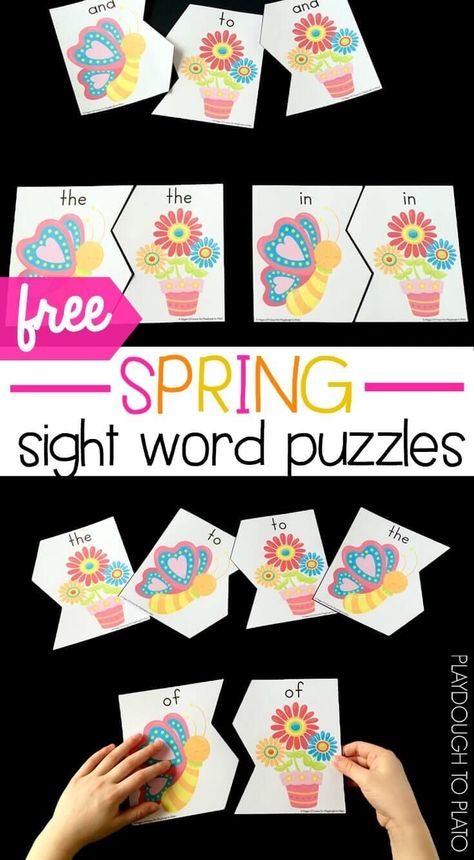 Sight Word Puzzles, Practice Sight Words, Word Work Stations, Playdough To Plato, Sight Word Fun, Spring Centers, Spring Words, Spring School, Kids Work