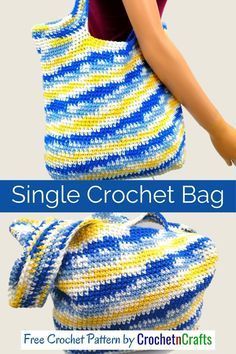 Single Crochet Bag Free Pattern, Crochet Totes, Tote Crochet, Crochet Drawstring, Crochet Beach Bags, Crochet Market, Crochet Friends, Crochet Baskets, Free Crochet Bag