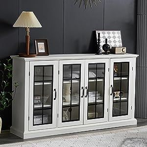 Living Room Buffet, Pantry Furniture, Wide Sideboard, Thick Base, Accent Storage, Kitchen Pantry Cabinets, Kitchen Sideboard, White Sideboard, Storage Credenza