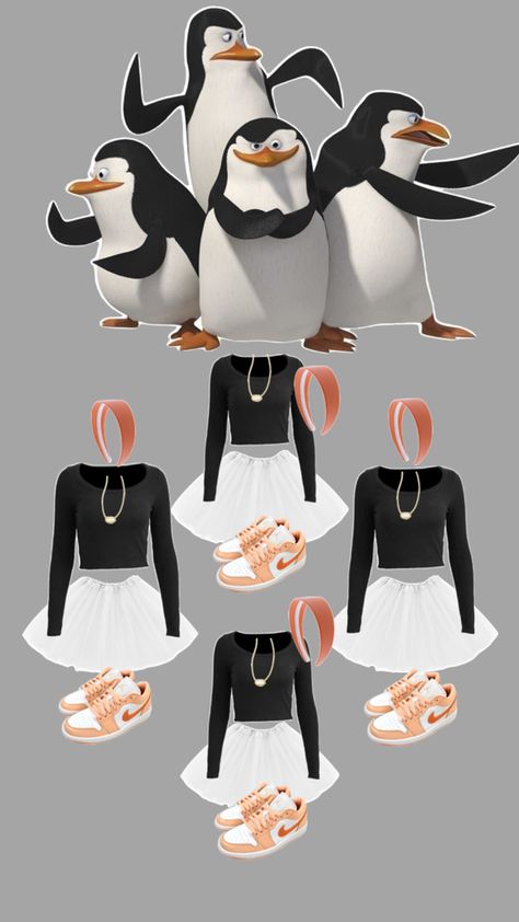 I have never seen this funny and cute costume but I want to Diy Penguin Costume, Penguin Halloween Costume, Penguin Costume, Trio Costumes, Funny And Cute, Cute Costumes, Cute Penguins, Black Suits, Madagascar