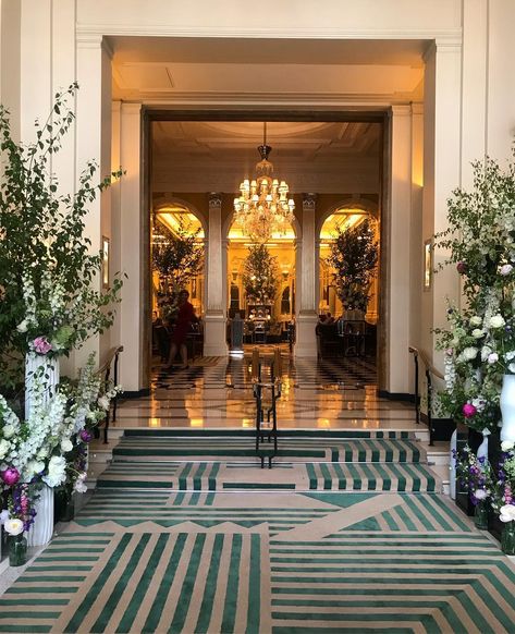 Claridges London | entrance | patterned floor | carpet | rug Claridges Hotel London, Claridges London, Famous Interiors, Claridges Hotel, Art Deco Carpet, Art Deco Hotel, Hotel Carpet, Floor Carpet, Hotel Rooms