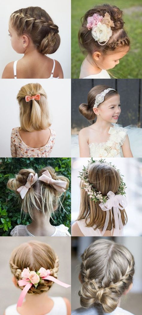 wedding flower girls/wedding flower girls hairstyles/flower girls hairstyles/wedding hair inspiration/braids hair/little girls hairstyles Hairstyle Girl Wedding, Toddler Flower Girl Hair With Headband, Flowergirl Wedding Hairstyles, Flowergirl Updo Hairstyle, Hairstyle For Flower Girl Wedding, Flowergirl Hairstyle Braid Updo, Little Flower Girl Hair Styles, Flower Girl Wedding Hair Toddler, Girls Bridesmaid Hair