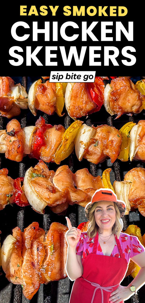 Traeger BBQ Marinated Smoked Chicken Breast Skewers Traeger Chicken Skewers, Smoked Kabobs Chicken Skewers, Smoked Chicken Kabobs, Smoked Chicken Skewers, Smoked Skewers, Traeger Grill Recipes Chicken, Chicken Breast Skewers, Bbq Smoked Chicken, Chicken Kebobs