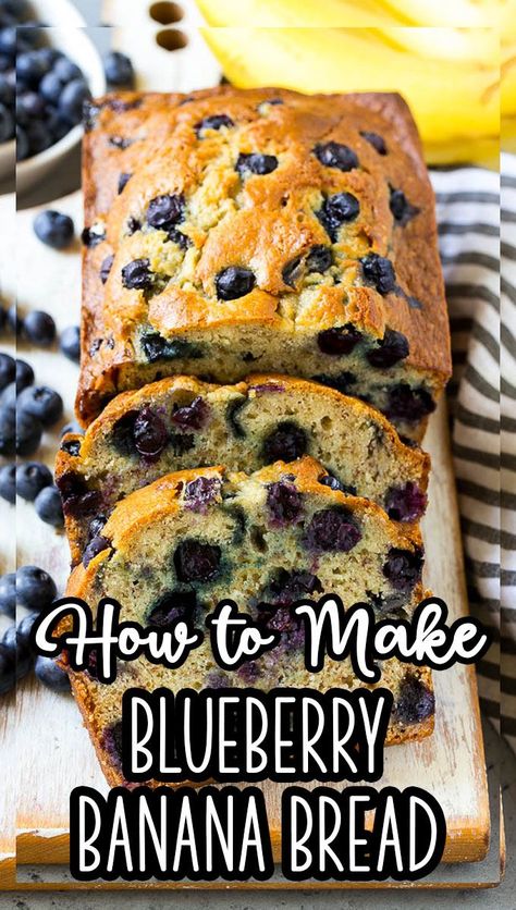 Banana Blueberry Muffins Recipe, Blueberry Muffin Banana Bread, Blueberry Loaf Bread Healthy, Best Banana Blueberry Bread Recipe, Blueberry Banana Loaf Recipe, Quick Blueberry Recipes, Blueberry Banana Loaf, Banana Bread With Blueberries Recipe, Easy Banana Blueberry Bread