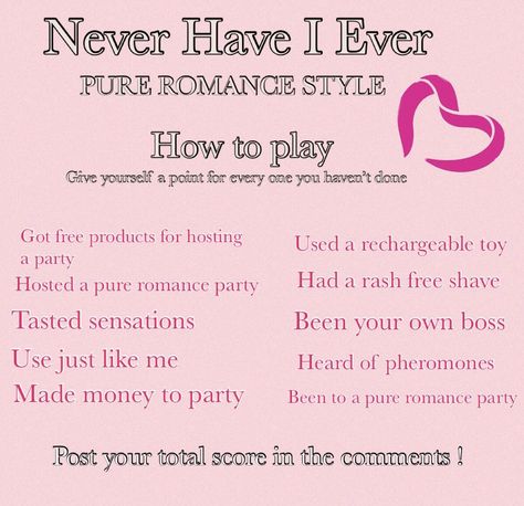 Never have a ever game pure romance style ! Pure Romance Party Games, Pure Romance Interactive Posts, Online Games For Couples, Sinful Sunday, Pure Romance Games, Pure Romance Consultant Business, Online Party Games, Interactive Post, Mystery Hostess