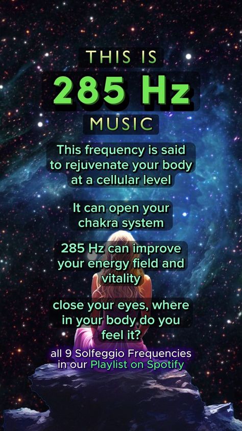 Regenerate cells and tissues with Solfeggio healing frequency 285 hz #healingfrequencies #healingjourney #frequencies #fypシ #285hz #solfeggio #healing #relaxation #healingtones #healingfrequency #cellrepair #selfhealing | Ambient Stream Frequency Hz Chart, Healing Vibration Frequencies, Meditation Frequencies, Universe Knowledge, Artist Management Music, Frequency Healing, Healing Tones, Healing Sounds, Xmas Songs