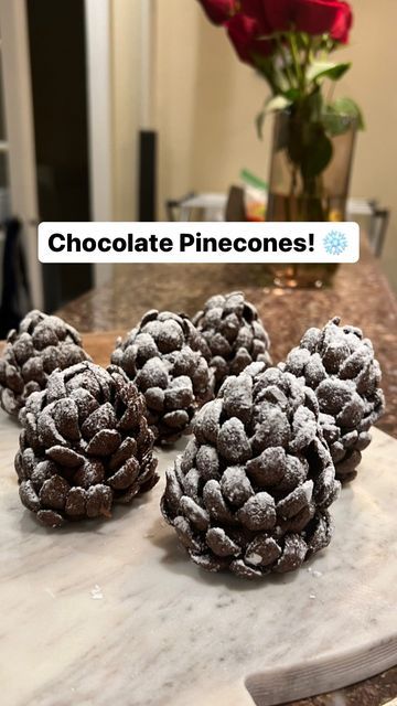 Chocolate Almond Pinecones, Chocolate Pinecones Recipes, Pinecone Dessert, Chocolate Pinecones, Pinecone Cookies, Holiday Baking Party, Hunger Pangs, Recipe Baking, Sweet Cooking