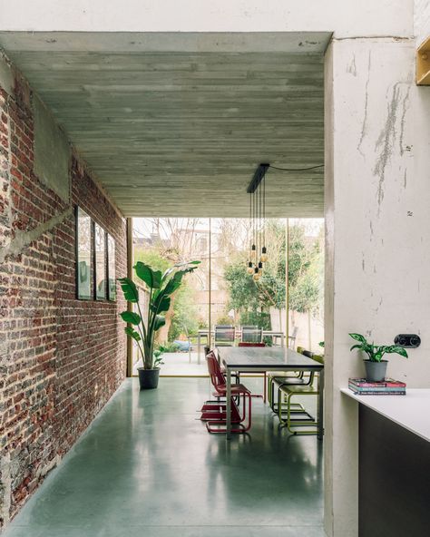 8 concrete flooring ideas that feel surprisingly luxurious | Livingetc Concrete Flooring Ideas, Wooden Shelfs, Concrete Floors In House, Interior Concrete Floors, Ceiling Architecture, Concrete Tile Floor, Leuven Belgium, Concrete Flooring, Concrete Ceiling