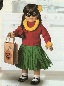 American Girl Halloween, American Girl Toys, Ivy Costume, Hula Skirt, Red Knit Sweater, Cloth Flowers, American Doll Clothes, Halloween Costumes For Girls, Doll Costume