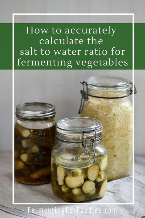 Water Chart, Fermented Vegetables Recipes, Salt Brine, Fermented Veggies, Fermented Pickles, Canning Food Preservation, Brine Recipe, Fermentation Recipes, Fermented Vegetables