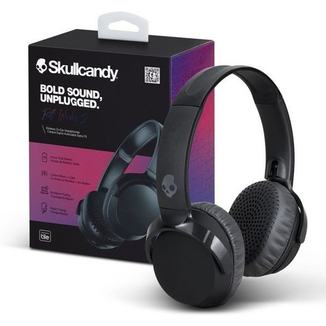 Skullcandy Riff 2 Wireless Headphones. #Skullcandy #OnEarHeadphones #RecommendedHeadphones Black Headphones, Bluetooth Headphones Wireless, Wireless Headphones, In Ear Headphones, Headphones