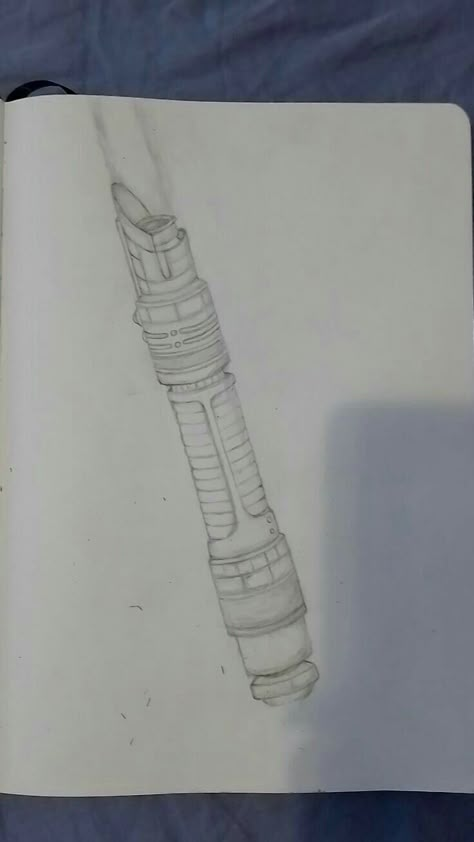 A jedi lightsaber Lightsaber Drawing Easy, Obi Wan Lightsaber Drawing, How To Draw A Lightsaber, Star Wars Lightsaber Drawing, Lightsaber Sketch, Star Wars Sketches Easy, Lightsaber Drawing, Darth Vader Painting, Lightsaber Ideas