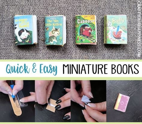 Mini Printable Books, Tiny Book Covers To Print, Rh Books, Bookshelf Diorama, Diy Tiny Books, Peony Tutorial, Book Ornaments, Mini Books Diy, Book Ornament