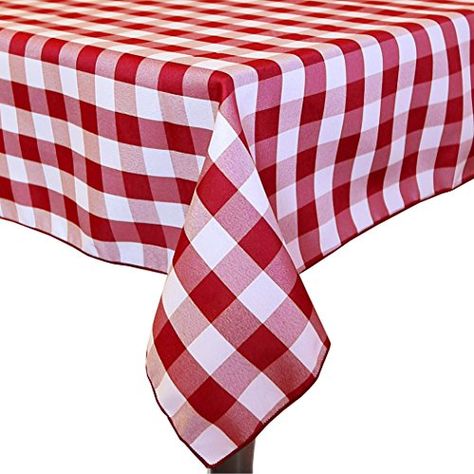 Ultimate Textile (10 Pack) 72 x 120-Inch Rectangular Polyester Gingham Checkered Tablecloth - for Picnic, Outdoor or Indoor Party use, Red and White Rustic Table Setting, Gingham Tablecloth, Oblong Tablecloth, Checkered Tablecloth, Damask Tablecloth, Outdoor Tablecloth, British Bake Off, Great British Bake Off, Bake Off