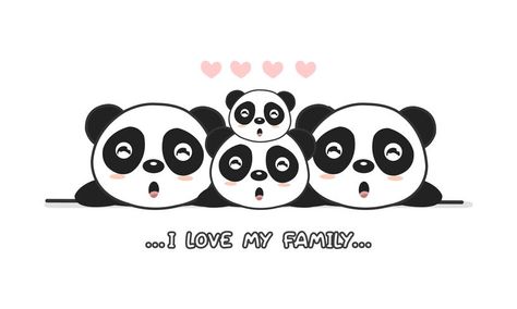 Cute happy panda family say "I love my family". Panda Family Drawing, Cheap Canvas Prints, Panda Family, Panda Illustration, I Love My Family, Happy Panda, Panda Tattoo, Panda Lindo, Jigsaw Puzzles For Kids