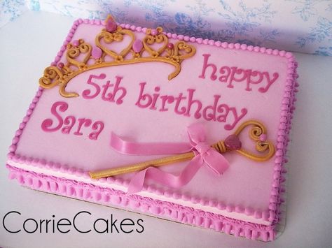 Crown And Scepter 1/4 sheet, iced in BC with MMF decorations Princess Sheet Cake, Princess Puppy, Pastel Rectangular, Disney Foods, Princess Cakes, Sheet Cake Designs, Rectangle Cake, Birthday Sheet Cakes, America Birthday