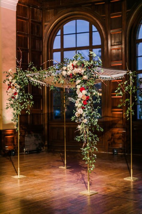 Chuppah Ideas Indoor, Winter Chuppah, Fall Chuppah, Chuppah Florals, Simple Chuppah, California Winter Wedding, Chuppah Ideas, Chuppah Flowers, Wedding Chuppah