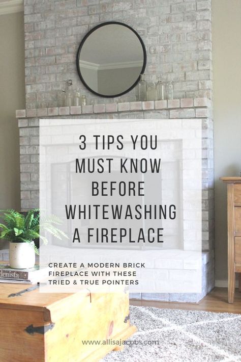 Whitewashed Fireplace, White Wash Fireplace, Brick Exteriors, White Wash Brick Fireplace, Fireplace Makeovers, Design Camino, How To Whitewash, Red Brick Fireplaces, White Brick Fireplace