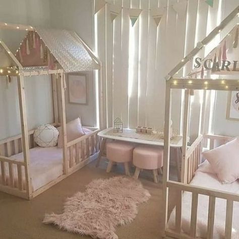 Cubby Bed, Creative Nursery, Boy Toddler Bedroom, Shared Girls Bedroom, Toddler Rooms, House Beds, Trendy Bedroom, Gray Bedroom, Stylish Bedroom