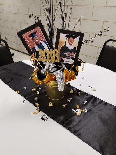 Grad Party Picture Centerpieces, Men Graduation Party Decor, Men’s Graduation Party, Boys Open House Ideas, Graduation Table Centerpieces With Pictures, Grad Party Table Centerpieces For Boys, Guy Graduation Centerpiece Ideas, Boy Graduation Party Decorations, Men Graduation Party Ideas