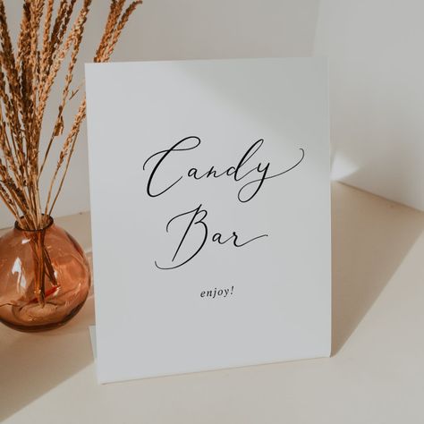 Black And White Candy Table, White Candy Table, Buffet Signage, Candy Dessert Table, Summer Calligraphy, Wedding Buffet Table, Wedding Candy Bar, Wedding Reception Signage, Romantic Minimalist