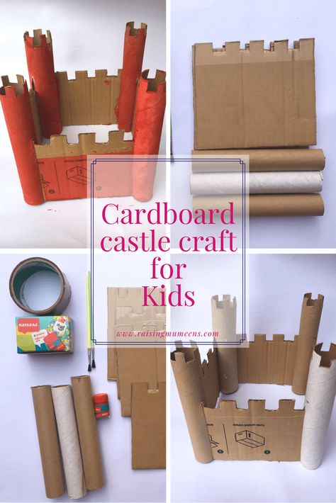 How to Make Cardboard Castles for Kids - Raising Mumeens Cardboard Castles, Castle Crafts, Cardboard Crafts Kids, Castle Project, Cardboard Castle, Desen Realist, Cardboard Box Crafts, Paper Roll Crafts, Cardboard Crafts