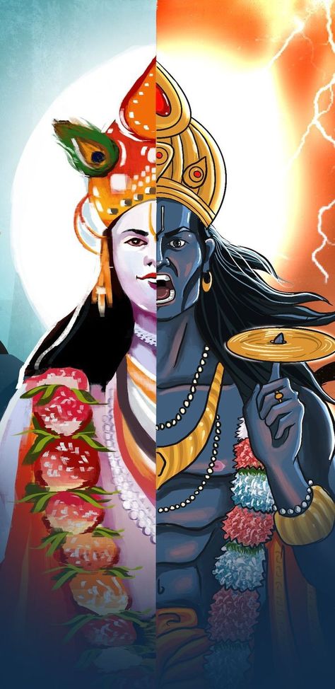 Lord Krishna Illustration Art, Hindu Profile Pic, Vishnu God Wallpaper, Krishnam Vande Jagadgurum, Vishnu God, God And Goddess, God Wallpaper, Krishna Avatar, Lord Rama Images