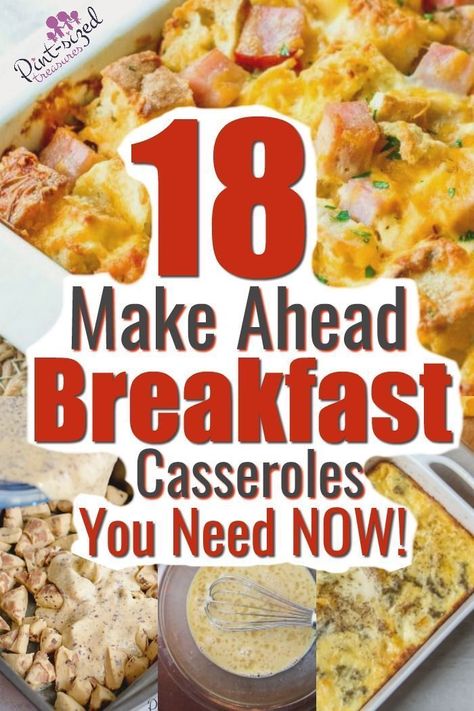 Make ahead breakfast casseroles that every family needs! This list from Pint-sized Treasures helps answer the question. Whats for breakfast? Now breakfast can be hearty, crazy-good, and super simple! Check this list out today and impress your family tomorrow. Breakfast Casserole Ideas Easy Recipes, Breakfast Casseroles That Freeze Well, Make Ahead Easy Breakfast Ideas, Make Ahead Freezer Breakfast Casserole, Breakfast Casserole For Large Crowd, One Pan Breakfast Casserole, Do Ahead Breakfast Ideas, Make A Head Breakfast Casseroles, Breakfast Casserole Easy Simple