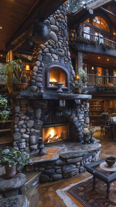 House Exterior Rustic, Rustic Livingroom, Potion Shop, Dark Light Academia, Aesthetic Eclectic, Light Academia Decor, Witchy House, Log Home Living, Funny Rock