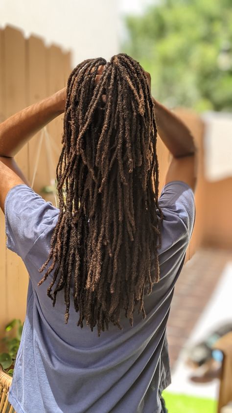 From genes to supplements. What you need to know about growing long locs. #locs #longlocs #growlocs How To Make Locs Grow Faster, Small Long Locs, How To Grow Locs Faster, 100 Locs Count, Braidout Locs, Loc Growth Progress, Waist Length Locs, 200 Locs, Long Locs Black Women