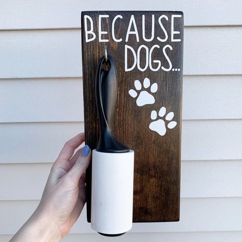 Lint Roller Sign, Hospital Decoration, Laundry Room Entryway, Yellow Words, Cat Cleaning, Dog Bowl Stand, Carved Wood Signs, Lint Roller, Cricut Craft Room