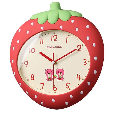 PRICES MAY VARY. 🍓12 inch Cute Strawberry Wall clock: Decorate and enhance any room with this simple yet beautiful cartoon wall clock, Large bold numbers against light face creates easy viewing from any angle. Precise quartz movements guarantee accurate time. 🍓Silent Wall Clock: Silent non-ticking mechanism with sweeping movement. Enjoy a quiet environment! Perfect decorative for kids rooms, family rooms, bedrooms, study room, kitchen, office, or conference room. 🍓Easy To Read: Silent wall cl Room Decor Kitchen, Beautiful Cartoon, Cartoon Wall, Cute Strawberry, Family Rooms, Kitchen Office, Study Room, School Classroom, Kids Rooms