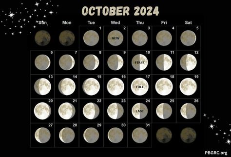 October 2024 Moon Calendar Moon Calendar 2024, October Moon Phases, Full Moon Dates, October Moon, Moon Phases Calendar, Moon Stages, Calendar October, Moon Date, Science Classroom Decorations