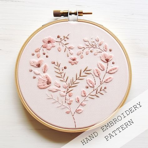 Floral Heart Embroidery, Valentines Embroidery, Cool Embroidery, Love Crafts, Valentine Embroidery, Ith Machine Embroidery, Birds Embroidery Designs, Wedding Embroidery, Embroidery Template