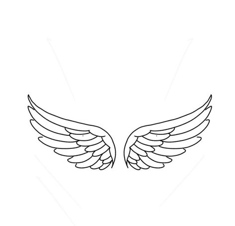 Outline Of Angel Wings, Angel Wings Tattoo Outline, Angle Wings Draw, Angel Wings Drawing Reference, Angel Wings Tattoo Stencil, Wing Stencil, Angel Wing Outline, Angel Quilling, Miracle Tattoo